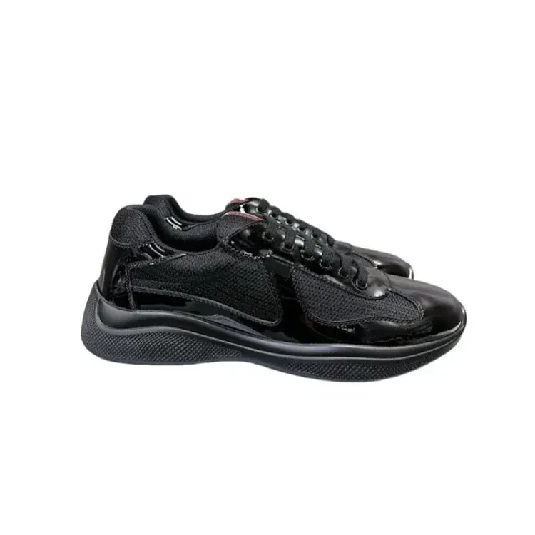 Black Patent Leather Mesh Low-Top Sneakers — merchant catalogue photo