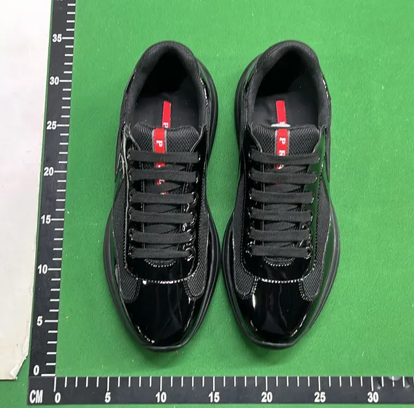 Black Patent Leather Mesh Low-Top Sneakers — warehouse QC photo 6