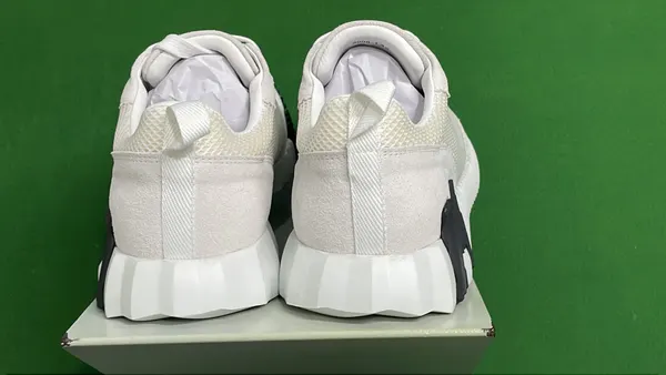 White Leather Sneakers With Ridged Wave Sole — warehouse QC photo 3