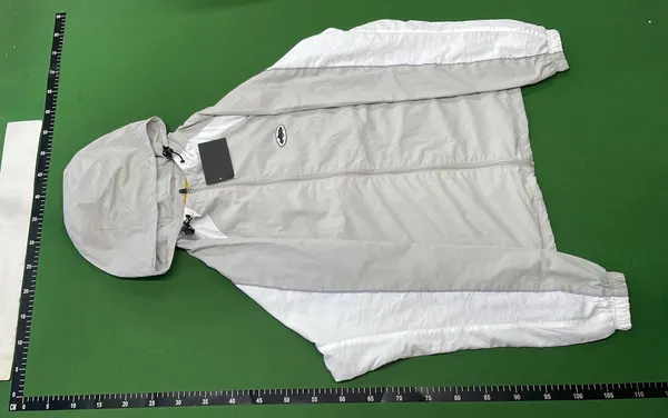 Grey Colorblock Hooded Windbreaker Jacket — warehouse QC photo 2