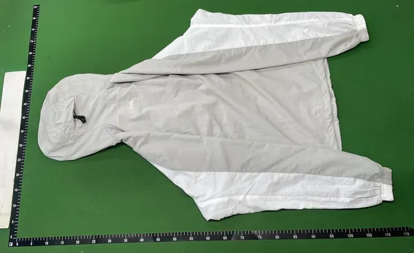 Grey Colorblock Hooded Windbreaker Jacket (Red) — warehouse QC photo 3