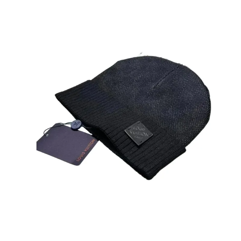 Monogram Jacquard Knit Beanie With Contrast Stripe (Checked) — merchant catalogue photo