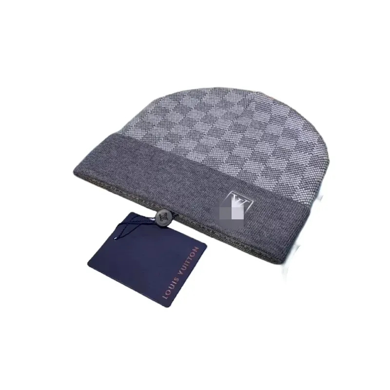 Monogram Jacquard Knit Beanie With Contrast Stripe (White) — merchant catalogue photo