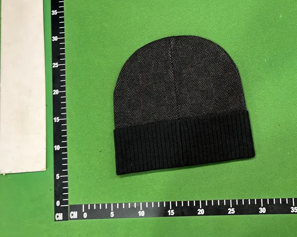 Monogram Jacquard Knit Beanie With Contrast Stripe (#2) — warehouse QC photo 5