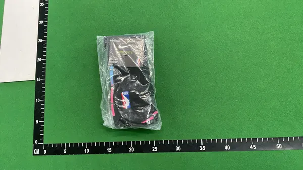 White Ribbed Crew Socks With Black Stripes — warehouse QC photo 4