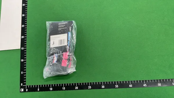 White Ribbed Crew Socks With Black Stripes — warehouse QC photo 5