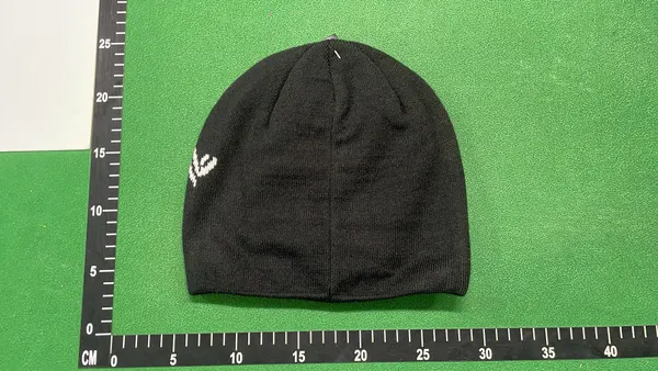 Ribbed Cuffed Beanie With Jacquard Lettering — warehouse QC photo 2