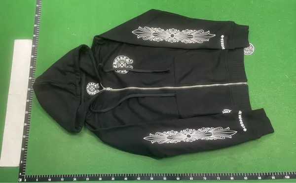 Black Hoodie With Gothic Script Back Print — warehouse QC photo 2