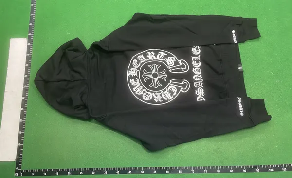 Black Hoodie With Gothic Script Back Print — warehouse QC photo 3