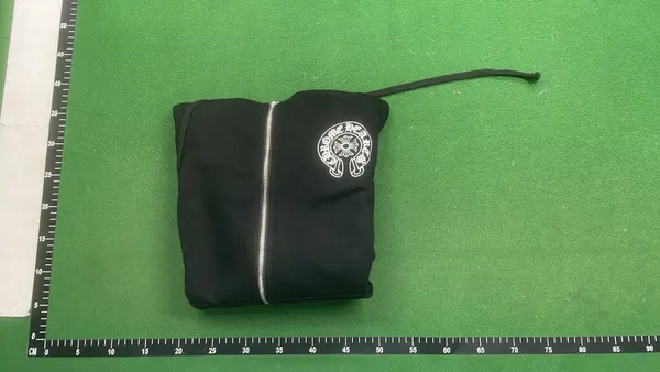 Black Hoodie With Gothic Script Back Print — warehouse QC photo 4