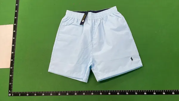 Black Elasticated-Waist Shorts With Mesh Liner (Green) — warehouse QC photo 2