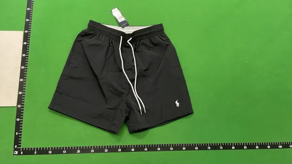 Light Blue Drawstring Beach Shorts — warehouse QC photo 6