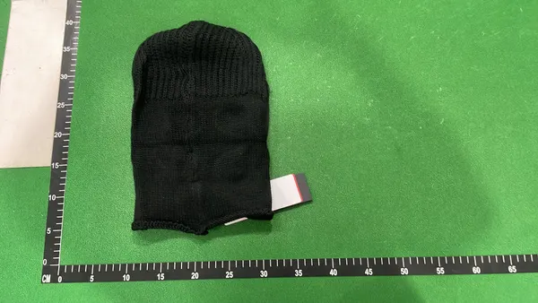 Ribbed Knit Beanie With Goggle Lens Detail — warehouse QC photo 2