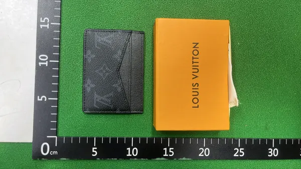 Brown Monogram Print Slim Card Holder — warehouse QC photo 3