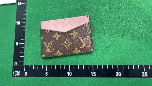 Brown Monogram Print Slim Card Holder — warehouse QC photo 4