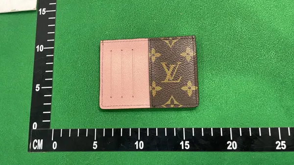 Brown Monogram Print Slim Card Holder — warehouse QC photo 5