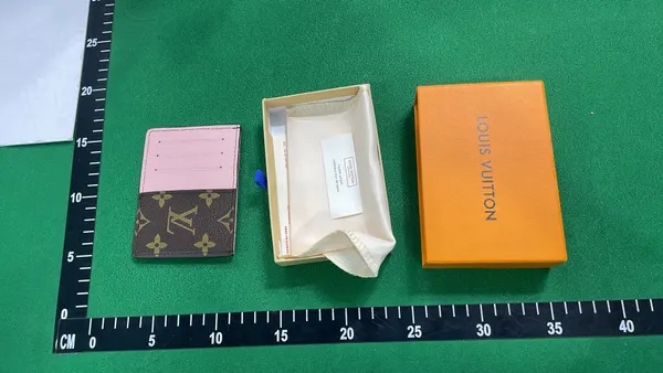 Brown Monogram Print Slim Card Holder — warehouse QC photo 6