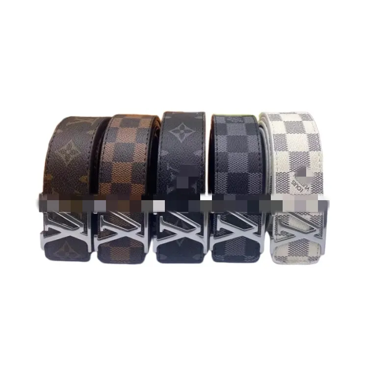 Brown Checkerboard Print Belt With Silver Buckle — merchant catalogue photo