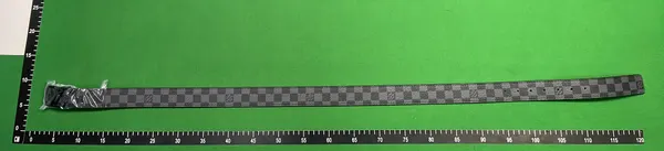 Brown Checkerboard Print Belt With Silver Buckle — warehouse QC photo 4
