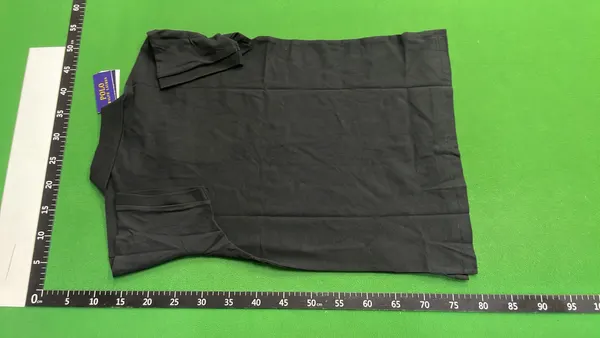 Black Pique Knit Polo Shirt — warehouse QC photo 3