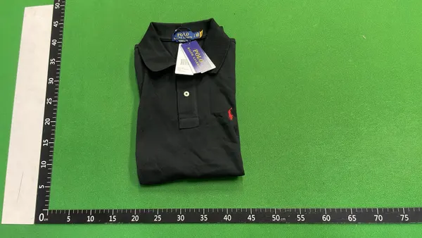 Black Pique Knit Polo Shirt — warehouse QC photo 4
