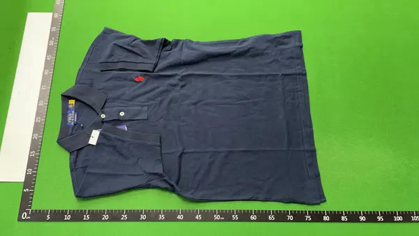 Black Pique Knit Polo Shirt — warehouse QC photo 6