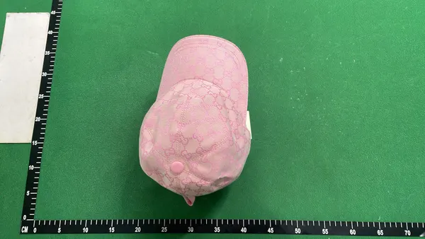 Pink Tonal Pattern Curved Brim Baseball Cap (Beige) — warehouse QC photo 2