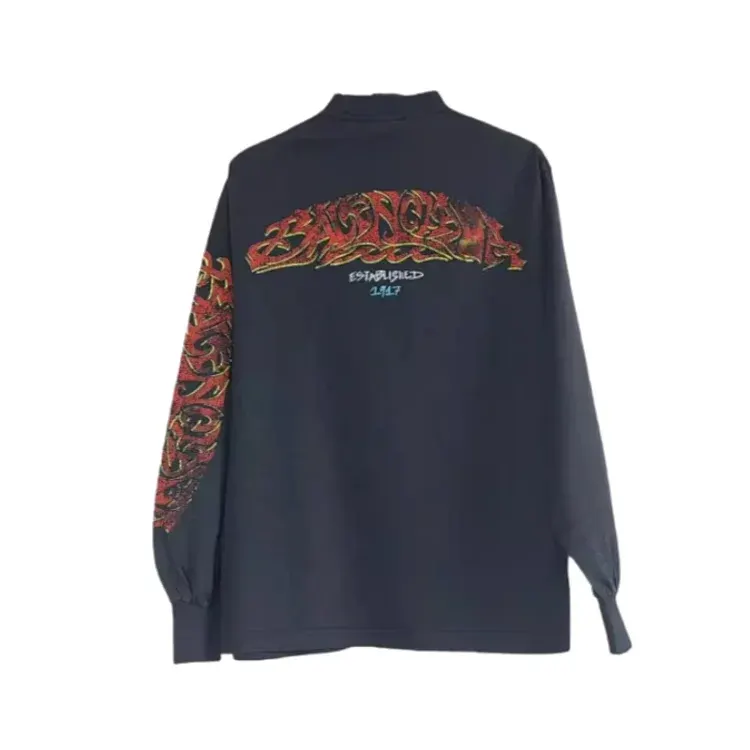 Washed Black Graffiti Print Long Sleeve Sweatshirt — merchant catalogue photo