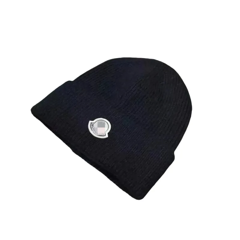 Ribbed Knit Beanie With Oval Patch Badge — merchant catalogue photo