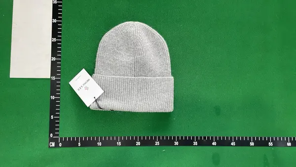 Ribbed Knit Beanie With Oval Patch Badge — warehouse QC photo 5