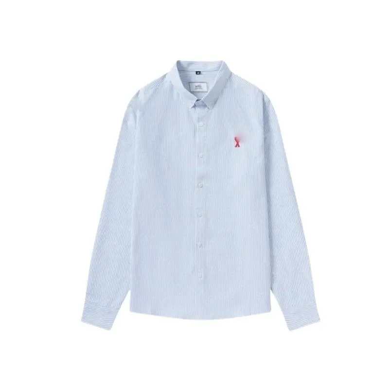 Striped Long-Sleeve Button-Up Shirt (Green) — merchant catalogue photo