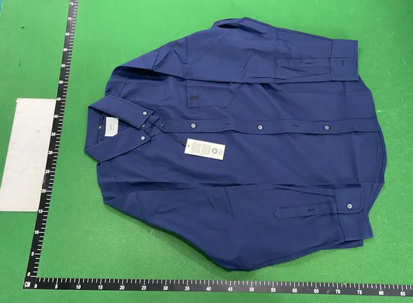 Striped Long-Sleeve Button-Up Shirt (Green) — warehouse QC photo 2