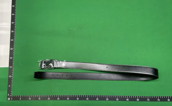 Black Leather Belt With Matte Black Buckle — warehouse QC photo 1