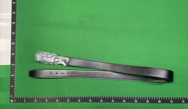 Black Leather Belt With Matte Black Buckle — warehouse QC photo 2
