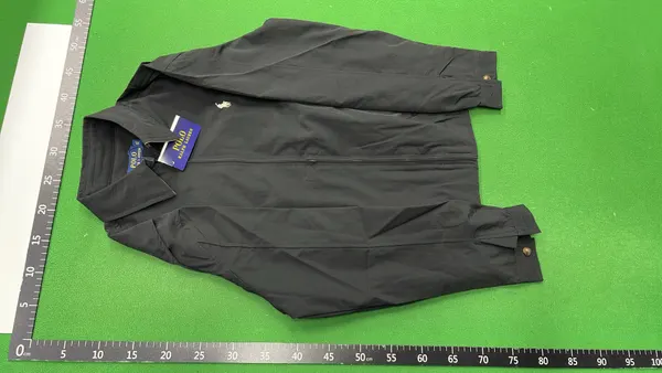 Navy Zip-Up Harrington Jacket With Check Lining — warehouse QC photo 2