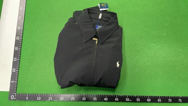 Navy Zip-Up Harrington Jacket With Check Lining — warehouse QC photo 4