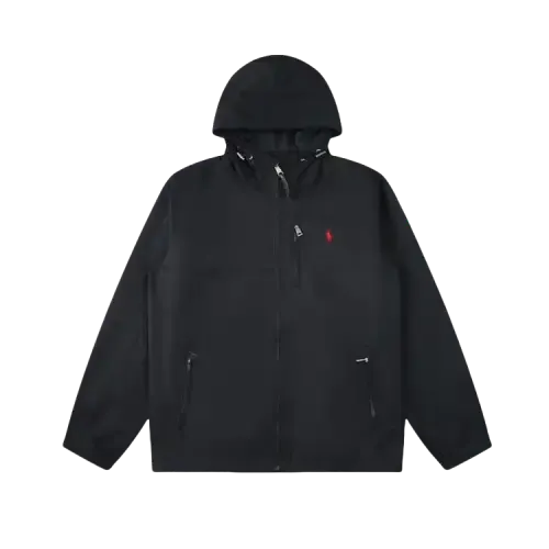 Black Hooded Full-Zip Lightweight Jacket — merchant catalogue photo