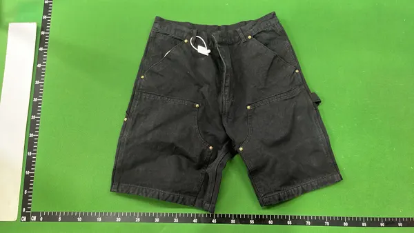 Denim Carpenter Shorts With Utility Pockets (Blue) — warehouse QC photo 2