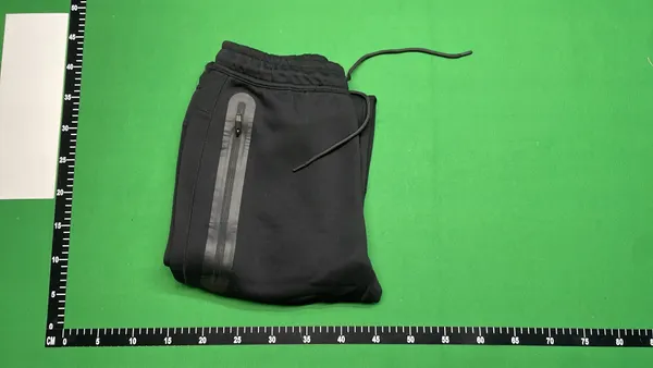 Black Drawstring Track Pants With Zip Pocket — warehouse QC photo 4