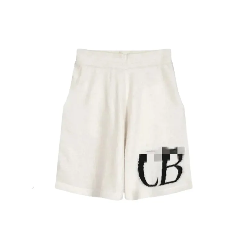 Knit Sweat Shorts With Intarsia Letter Motif (Beige) — merchant catalogue photo