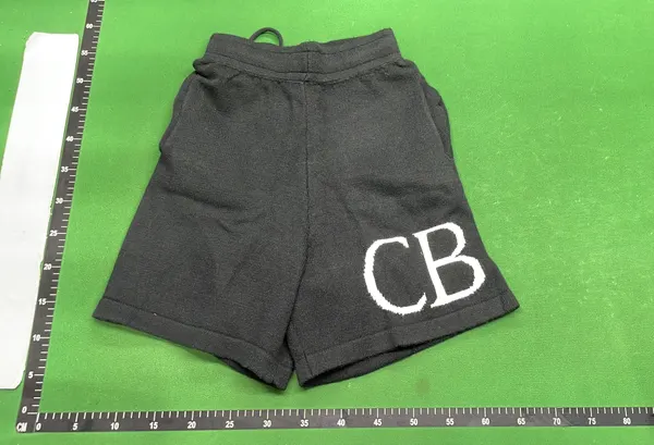Knit Sweat Shorts With Intarsia Letter Motif (Beige) — warehouse QC photo 2