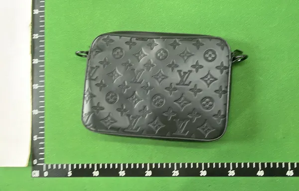 White Embossed Monogram Crossbody Bag With Pouch — warehouse QC photo 4