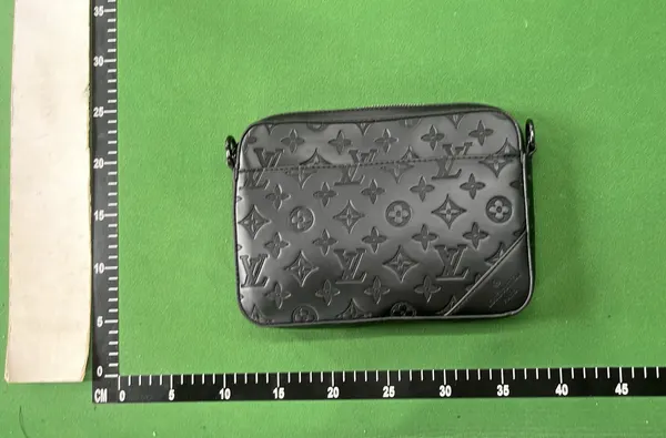 White Embossed Monogram Crossbody Bag With Pouch — warehouse QC photo 5
