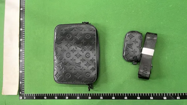 White Embossed Monogram Crossbody Bag With Pouch — warehouse QC photo 6