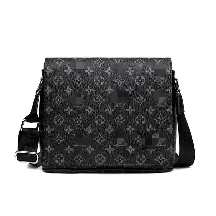 Black Monogram Print Flap Messenger Bag — merchant catalogue photo
