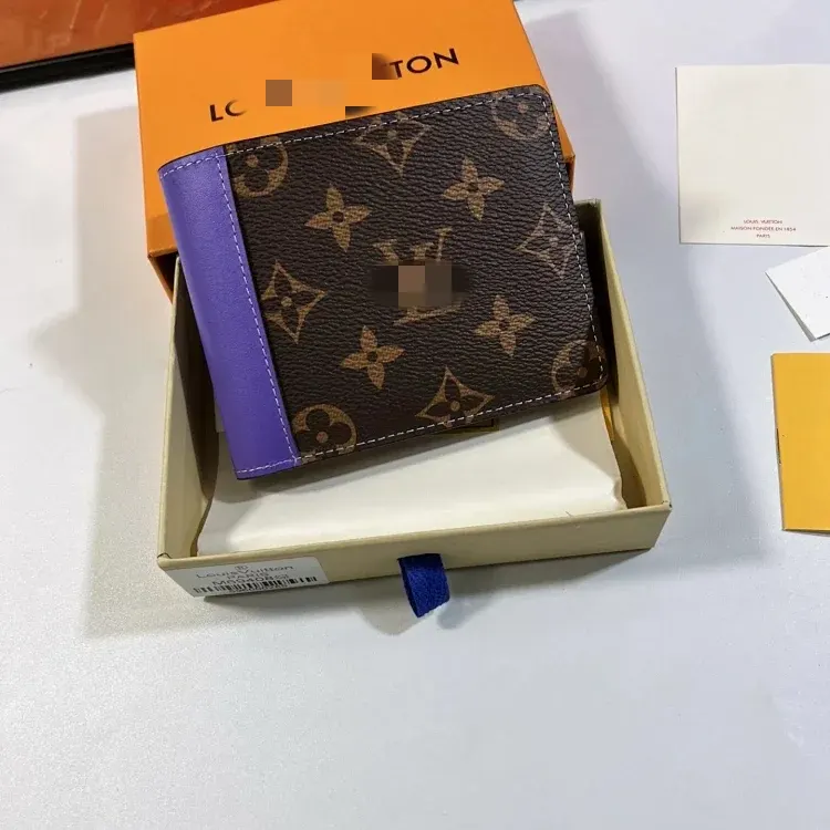 Brown Monogram Bifold Wallet With Purple Panel — merchant catalogue photo