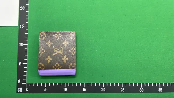 Brown Monogram Bifold Wallet With Purple Panel — warehouse QC photo 1