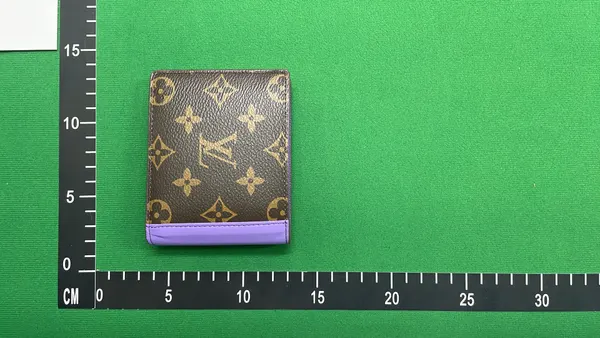 Brown Monogram Bifold Wallet With Purple Panel — warehouse QC photo 2