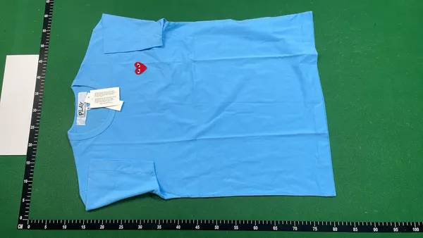 Pink Cotton T-Shirt With Heart Chest Patch — warehouse QC photo 2
