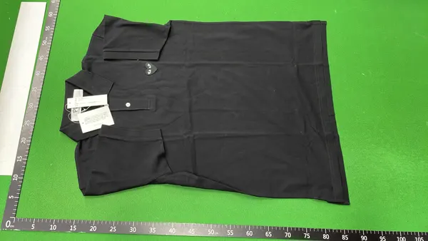 Grey Short-Sleeve Polo Shirt With Chest Patch — warehouse QC photo 2